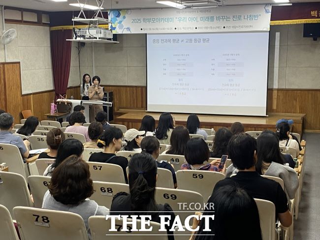 의왕시진로지원센터가 백운중학교에서 학부모 진로 아카데미를 진행하고 있다./의왕시청소년재단