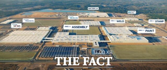 전문가들은 이번 한국 노동자 구금 사태로 현대차와 LG에너지솔루션 주가의 하방압력이 더 커질 것으로 전망한다. 사진은 미국 조지아주 엘라벨에 있는 현대차그룹 메타플랜트 아메리카(HMGMA) 전경. /현대자동차그룹