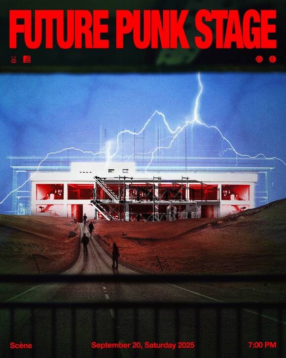 밴드 솔루션스가 20일 오후 7시 성수동 복합문화공간 쎈느에서 단독 콘서트 퓨처펑크 스테이지 투를 개최한다. 이번 콘서트는 무료 야외 공연으로 진행된다./엠피엠지뮤직