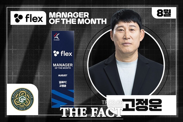 2025시즌 8월 ‘flex 이달의 감독상’ 수상자로 선정된 김포FC의 고정운 감독./K리그