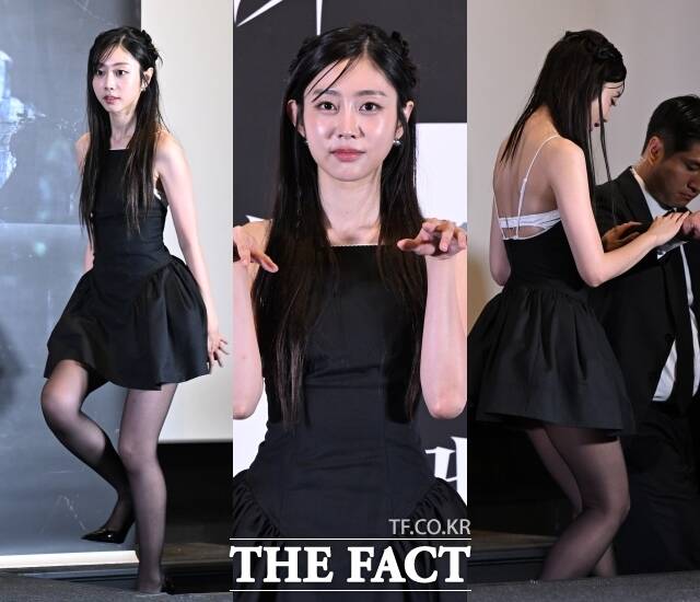 러블리즈 서지수가 9일 서울 용산구 CGV 용산아이파크몰에서 열린 영화 귀시 언론시사회 및 기자간담회에 참석해 포즈를 취하고 있다. /이새롬 기자