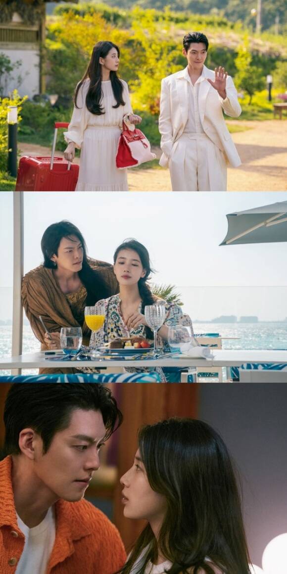 배우 김우빈 수지 주연의 넷플릭스 새 시리즈 다 이루어질지니가 로맨스 스틸을 공개했다. /넷플릭스