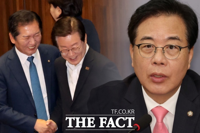 지난 9일 정청래 대표의 국회 교섭단체 대표연설 도중 막말을 한 당사자로 송언석 국민의힘 원내대표가 지목됐다. /뉴시스