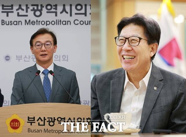 전재수 해양수산부 장관과 박형준 부산시장. /더팩트 DB