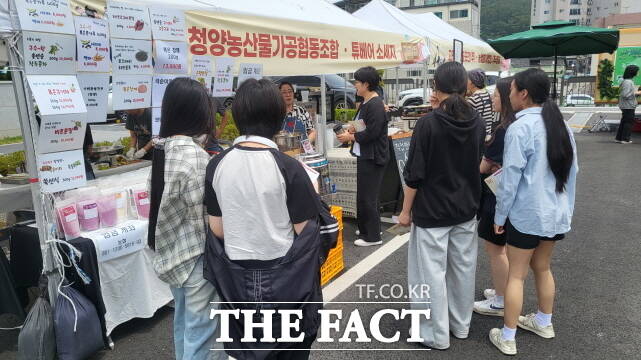 청양군이 지난 6월 충남사회적경제혁신타운에서 올해 첫 달빛마켓을 진행하고 있다. /청양군