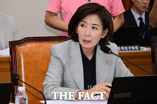 나경원 국민의힘 의원이 이재명 대통령의 주유엔 대사 내정에 대해 비판했다. 사진은 10일 오후 서울 여의도 국회 법제사법위원회에서 열린 전체회의에서 나경원 국민의힘 의원이 발언을 하고 있는 모습이다. /국회=남윤호 기자