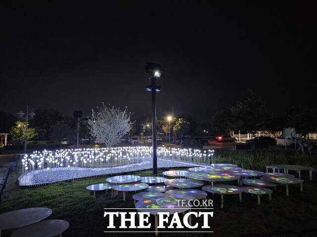 아산 최초의 불빛 정원 ‘호롱 빛 공원’ 야간 모습./아산시