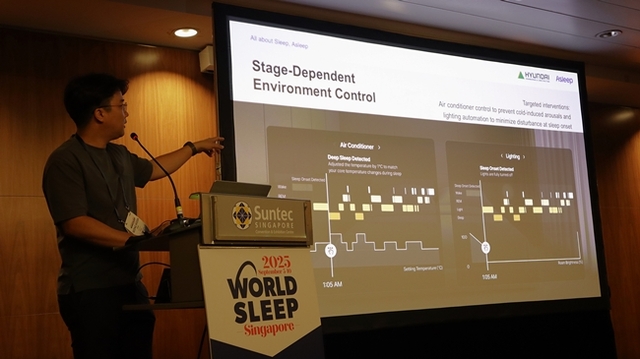 현대건설의 AI 기반 수면케어 솔루션 헤이슬립이 의학적 검증과 세계적인 권위의 수면 학술대회 발표를 통해 수면 개선 효과를 공식적으로 입증했다. /현대건설