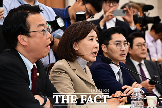 발언하는 나경원 국민의힘 의원.