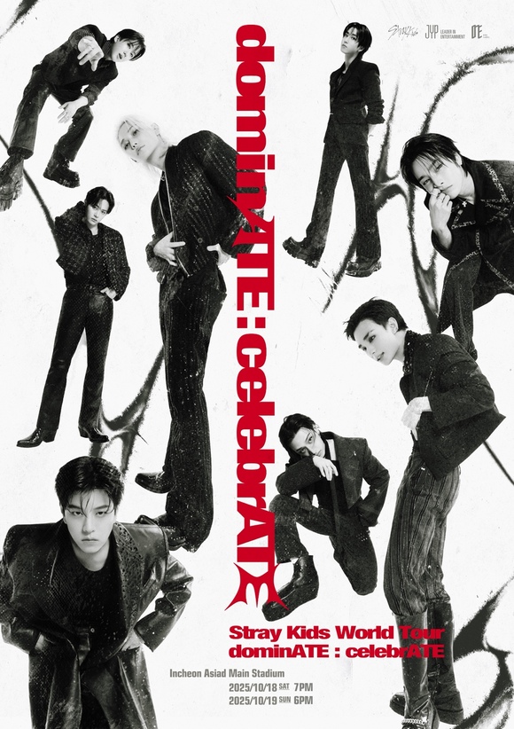 그룹 스트레이 키즈의 월드투어 피날레 공연이 10월 18일과 19일 인천아시아드주경기장에서 열린다./JYP엔터테인먼트
