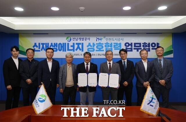 지난 16일 인천도시공(iH)와 전남개발공사가 신재생에너지 정책 기여 및 지역상생을 위한 상호협력 업무협약을 체결했다./인천도시공사