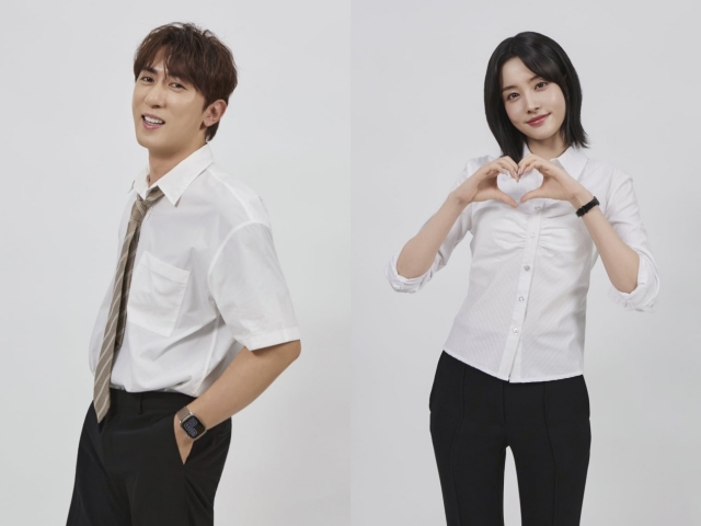 코미디언 김원훈(왼쪽)과 그룹 스테이씨 멤버 심자윤이 쿠팡플레이 리얼리티 예능 시리즈 직장인들2 인터뷰를 진행했다. /쿠팡플레이