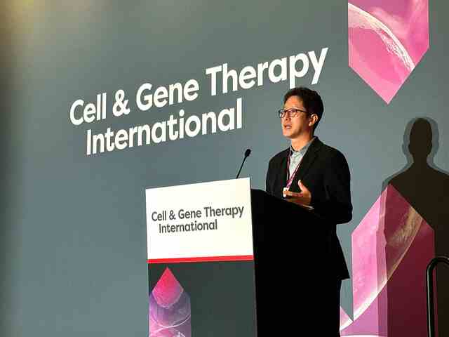 16일(미국 현지시간) 이태희 삼성바이오로직스 항체배양PD팀 상무가 스피킹 세션에서 발표하고 있다. /삼성바이오로직스