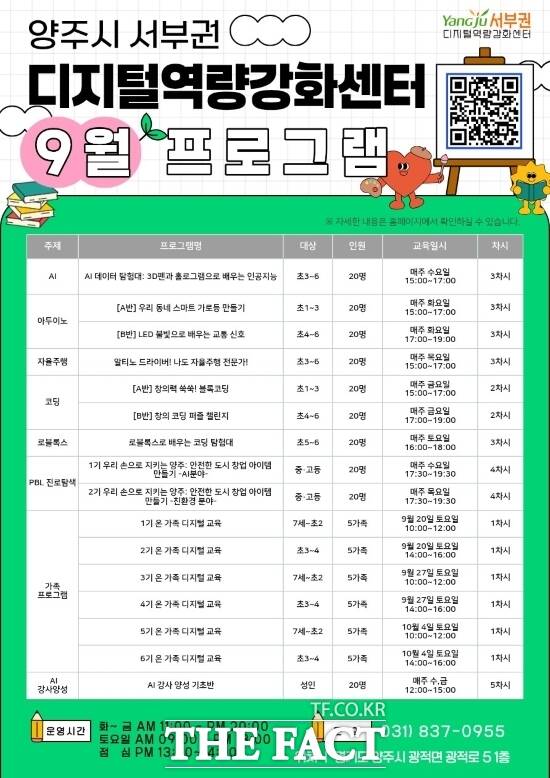 경기 양주시 서부권 지역 주민들의 디지털 교육 거점 역할을 본격적으로 시작한 양주시 서부권 디지털역량강화센터의 운영 프로그램./주시