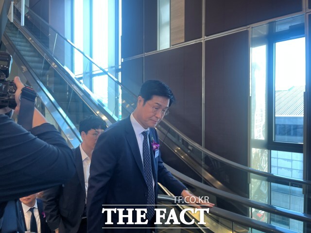 이상균 HD현대중공업 대표이사가 18일 오후 서울 서초구 엘타워에서 열린 제22회 조선해양의 날 기념식에 참석하는 모습. /최의종 기자