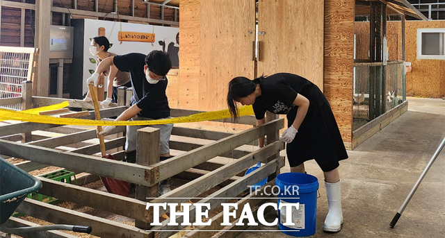 고창군 상하농원에서 원광대 대학일자리플러스센터의 농생명 인재 양성 취업 연계 프로그램에 원광보건고 학생들이 참여하고 있다. /원광대학교