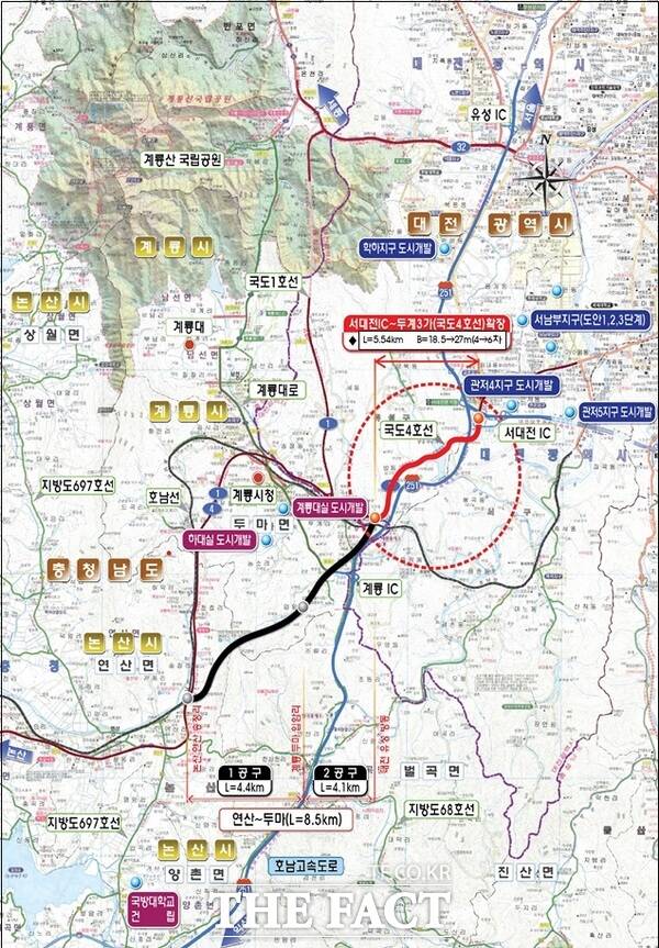 방동삼거리 입체교차로 위치도./대전시