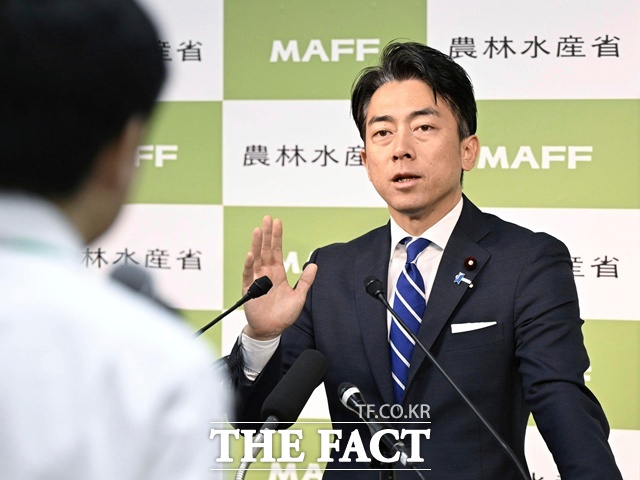 최근 여론조사에서 1, 2위를 다투고 있는 고이즈미 농림수산상과 다카이치 전 경제안보상의 행보는 의회 과반 획득에 실패한 상황을 극복하기 위한 것이란 분석도 나온다. 자민당 사진은 고이즈미 농림수산상이 지난 5월 30일 일본 도쿄 농림수산성에서 발언하는 모습. /AP.뉴시스