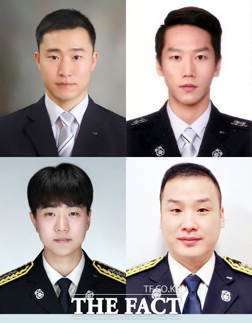 위험에 빠진 신혼부부를 구조한 광명소방서 구조대원들. (위부터 시계방향) 송원 소방장, 이범호 소방장, 김인구 소방장, 김재현 소방교 /광명소방서