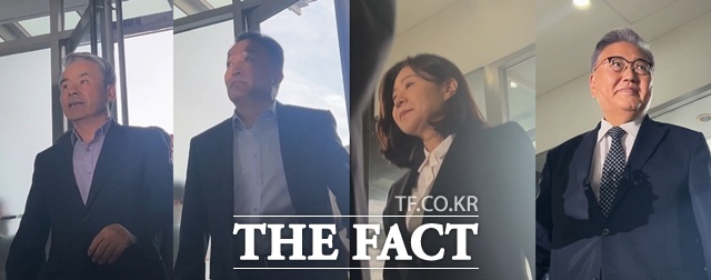 (왼쪽부터) 이종섭 전 국방부 장관, 김계환 전 해병대 사령관, 이노공 전 법무부 차관, 박진 전 외교부 장관. /김해인 기자