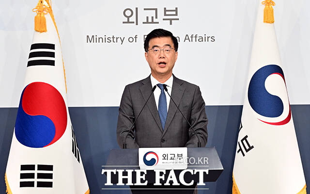 이재웅 외교부 대변인이 23일 오후 서울 종로구 외교부 청사에서 정례브리핑을 하고 있다. /임영무 기자