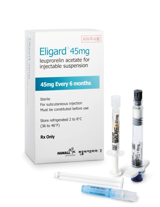 한올바이오파마가 엘리가드로 8월 기준 역대 최대 매출을 달성했다고 24일 밝혔다. 사진은 엘리가드 45mg. /한올바이오파마