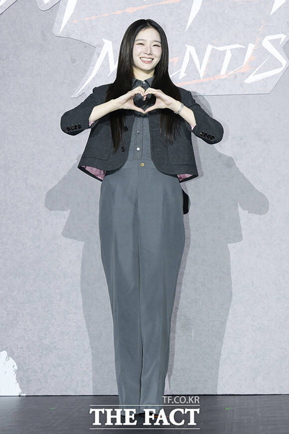 배우 박규영이 25일 오후 서울 광진구 롯데시네마 건대입구점에서 열린 넷플릭스 영화 사마귀 제작보고회에 참석해 포즈를 취하고 있다. /장윤석 기자