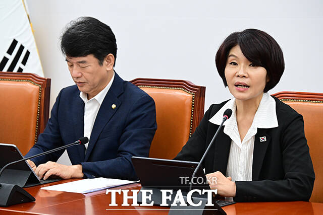 당정이 25일 보이스피싱 통합신고대응센터를 확대 개편해 범정부 통합대응단을 설치하고, 경찰 전담수사 인력을 400명 증원하기로 했다. 사진은 한정애 더불어민주당 정책위의장./남윤호 기자