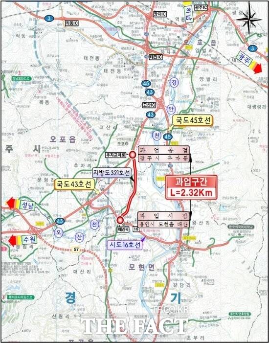 25일 정오를 기해 공식 개통하는 지방도321호선 매산~일산간 도로 위치도 /경기도