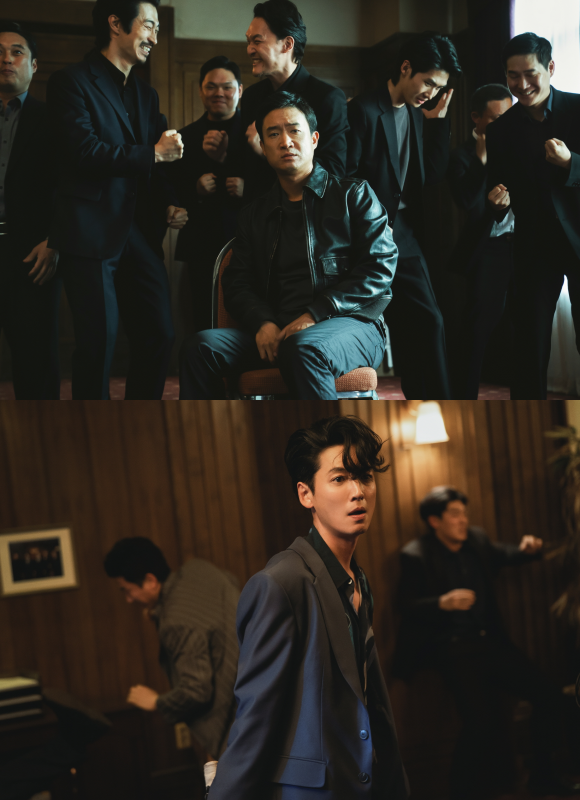 조우진(위쪽)은 중식당 미미루의 주방장으로 전국 맛집을 평정하는 것이 목표지만 현실은 식구파의 2인자 자리에서 벗어날 수 없어 괴로워하는 투잡 요리사 순태 역을 맡아 작품을 이끈다. /(주)하이브미디어코프