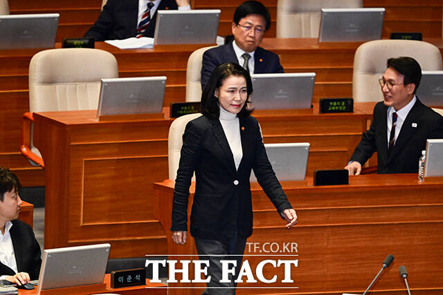 사진은 이 위원장이 지난 18일 오후 서울 여의도 국회에서 열린 교육·사회·문화 분야 대정부질문에 출석해 발언석으로 나서고 있는 모습. /남윤호 기자