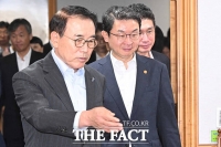  조용병 회장 안내 받으며 간담회 참석하는 이억원 금융위원장 [포토]