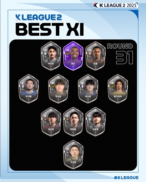 하나은행 K리그2 2025 31라운드 베스트11./K리그