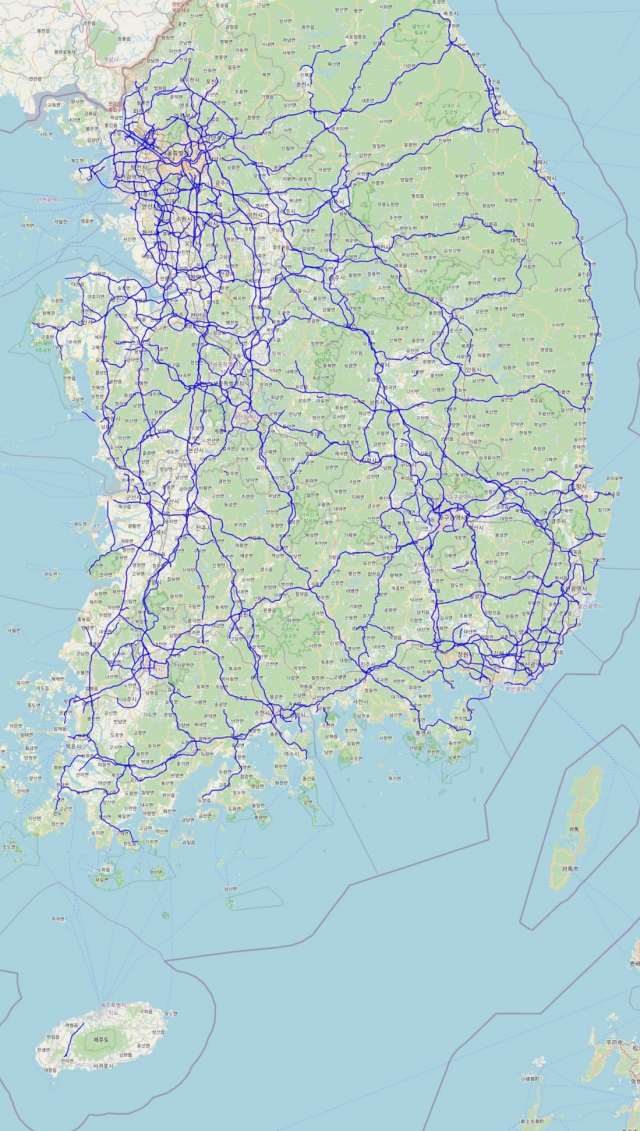 슈퍼크루즈 적용 전국 고속도로 및 주요 간선도로 지도. /한국GM