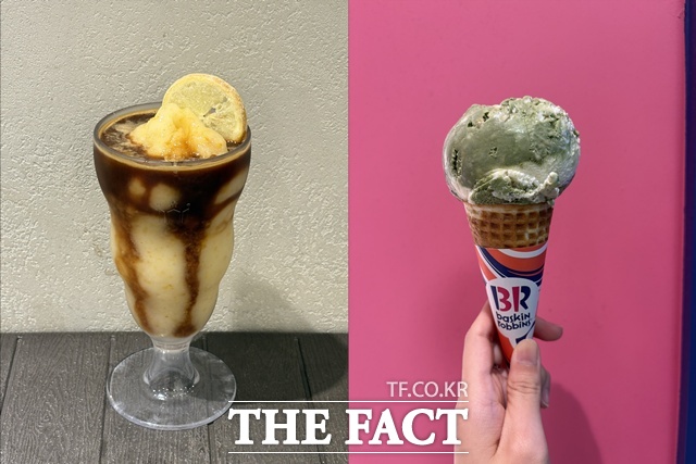 할리스 유자리카노(왼쪽)와 배스킨라빈스 말차다미아는 각사에서 주최한 참여형 콘테스트에서 수상한 메뉴다. /문화영 기자