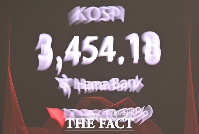 2일 한국거래소에 따르면 코스피는 이날 장 초반 사상 최고가인 3520선을 넘어서고 있다. 사진은 기사 내용과 무관함. /이새롬 기자