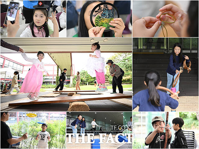 추석 연휴인 7일 오후 서울 종로구 서울역사박물관을 찾은 어린이들이 전통놀이 체험을 즐기고 있다. /박헌우 기자