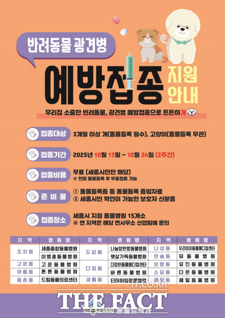 반려동물 광견병 예방접종 웹자보. /세종시