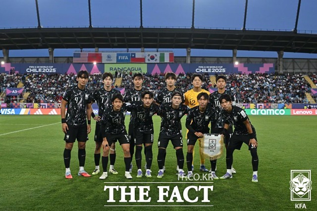 모로코와의 16강전에 선발 출전한 남자 U-20 대표팀 11명./KFA