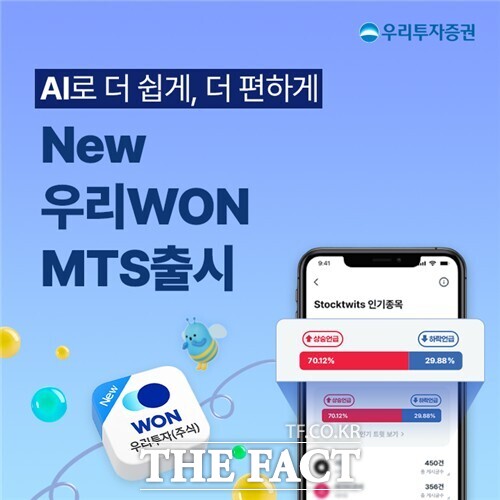 13일 우리투자증권이 해외주식 소수점 거래와 인공지능(AI) 서비스를 추가한 신규 우리WON MTS를 출시했다. /우리투자증권