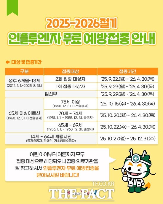 인플루엔자 무료 예방접종 홍보 포스터 /계룡시