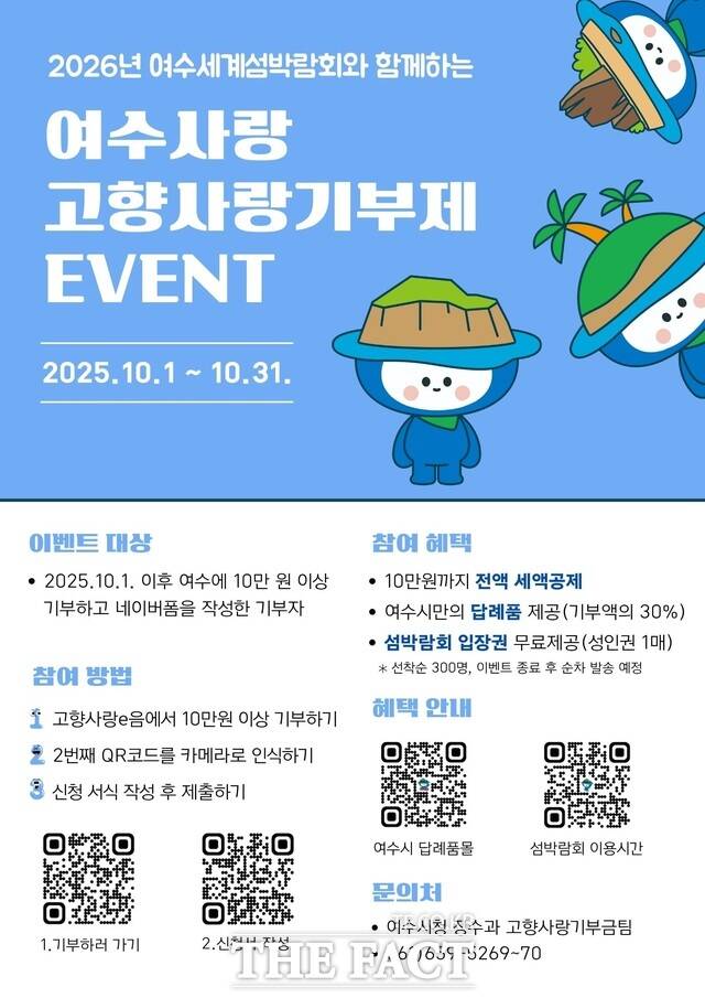 여수사랑 고향사랑기부제 이벤트 홍보 포스터. /여수시