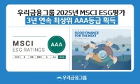  우리금융, MSCI ESG 평가서 3년 연속 'AAA' 달성