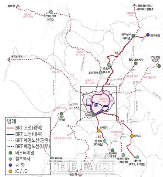 행복도시권 광역 BRT노선 계획안. /행복청