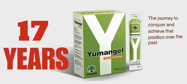 유한양행은 제산제 알마겔(현지 제품명 유만겔현탁액)의 베트남 수출액이 100억원을 돌파했다고 17일 밝혔다. 사진은 베트남에서 판매 중인 알마겔. /유한양행