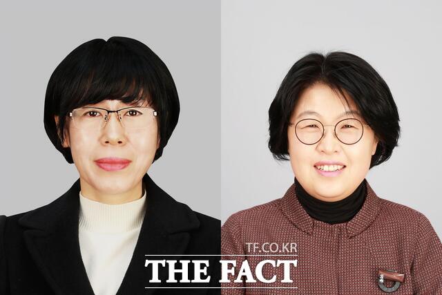 5급으로 승진한 이진화(좌측), 주은하(우측) 씨. /군위군