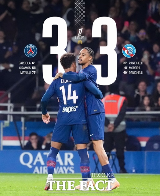 2경기 연속 풀타임 출전한 이강인은 3-3 무승부의 동점골에 기여했다./PSG