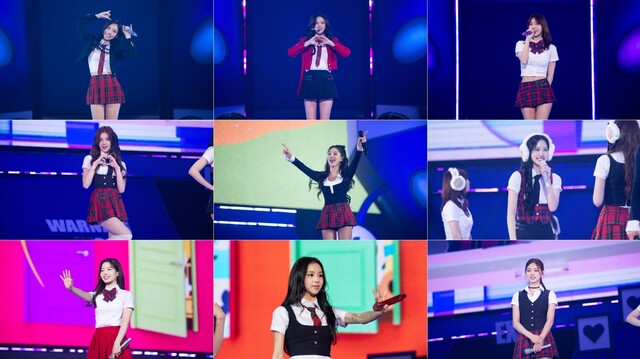 그룹 트와이스가 18일 서울 성북구 고려대학교 화정체육관에서 데뷔 10주년 기념 팬미팅 10VE UNIVERSE를 개최하고 팬과 만났다./JYP엔터테인먼트