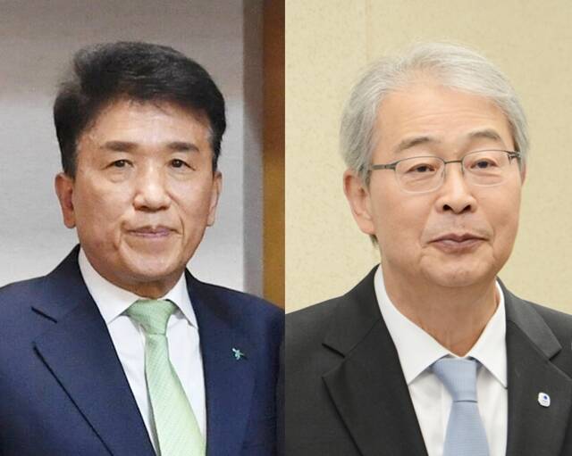 하나금융그룹과 우리금융그룹이 비은행 포트폴리오 강화에 나서고 있다. 사진은 함영주 하나금융그룹 회장(왼쪽)과 임종룡 우리금융그룹 회장. /더팩트 DB