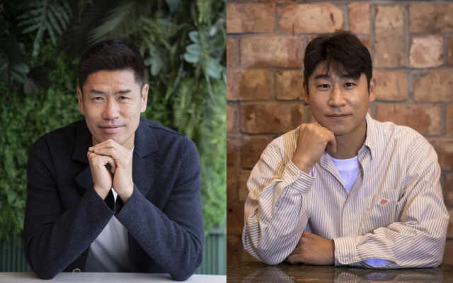 축구선수 출신 설기현(왼쪽)과 이근호가 <더팩트>와 만나 쿠팡플레이 예능프로그램 슈팅스타 시즌2 공개 관련 인터뷰를 진행했다. /쿠팡플레이
